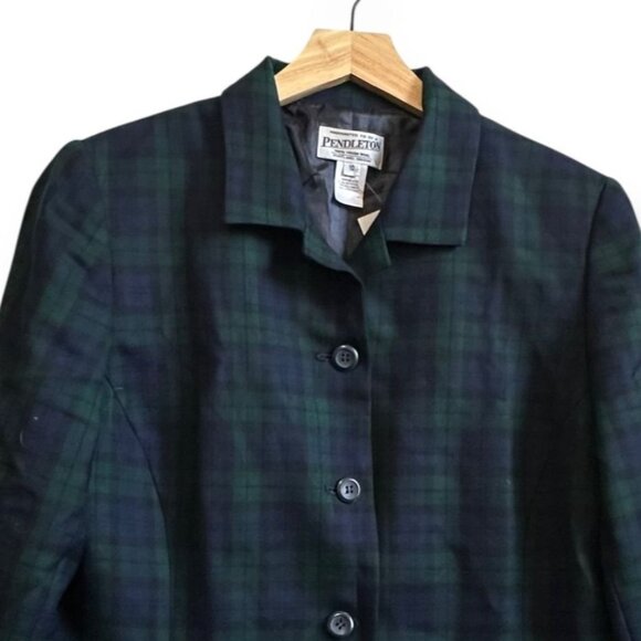 Pendleton Blackwatch Plaid Wool Blazer Jacket Women 10 NWT Virgin Wool Classic - Picture 14 of 14